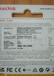 Brand New SanDisk 4 GB SDHC Memory Card