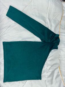 Emerald Green One-Shoulder Long Sleeve Top
