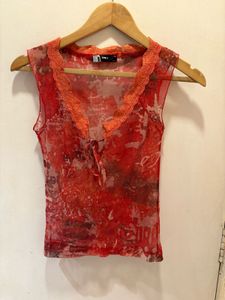 Beautiful Floral Print Mesh Top