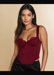 Littlebox Burgundy sweetheart neck Corset Top