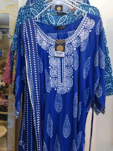 Blue & White Embroidered Salwar Kameez