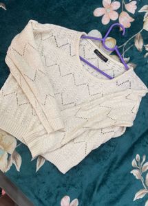 White Knit Pullover Sweater