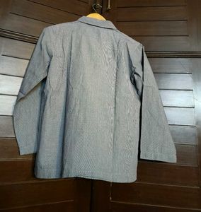Women Grey Formal Pockets Button Down Shirt