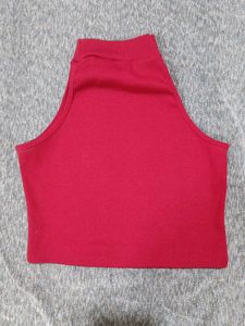 Red High Neck Top