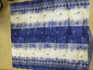 Off-white Navy Blue Art Silk Saree