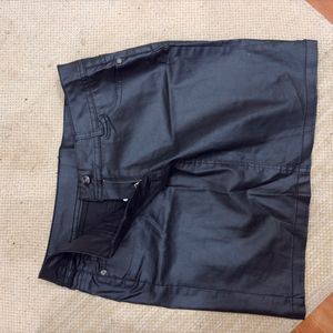 Black PU leather Mini Skirt