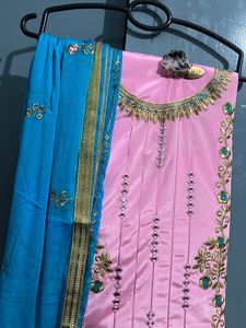 Beautiful Embroidery Pink Suit With Duppta