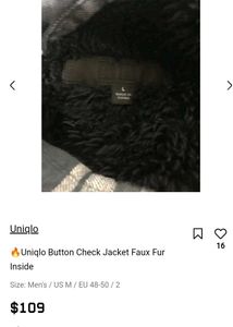 Uniqlo Faux Fur Checks Unisex Jacket