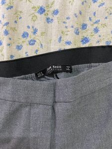 Grey Zara Trousers With White Stripe In Side