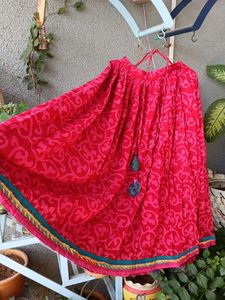 Red Patterned Ethnic Skirt