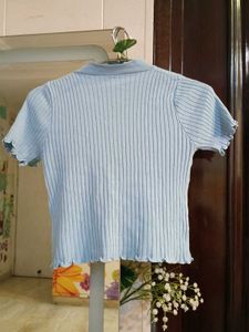 Blue Flower Ripped Top