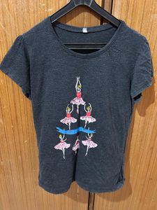 Gray Ballet Dancer Graphic Tee