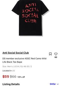 Anti Social SociaI Club Red Camo Logo Black TShirt