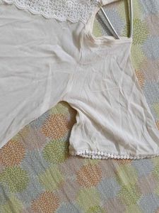 Cute Cream Cold Shoulder Top