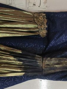 Elegant Navy &amp; Gold Ethnic Gown