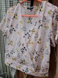 Floral Print Wrap Top