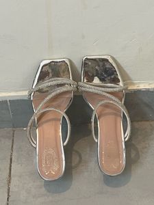 Party Silver Block Heel