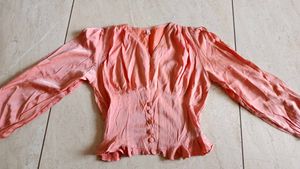 Peach Button-Down Top