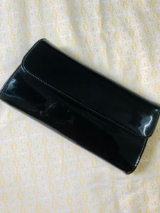 Chic Black Clutch with coin pouch Attached