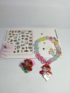 Nail Art Sticker With Bracelet And Ring For Girl