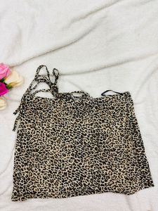 Leopard Print Tie Up Skirt