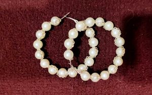 Elegant Hand-made Pearl Hoop Earrings