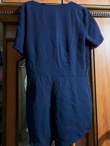 Navy Blue Button-Down Jumpsuit