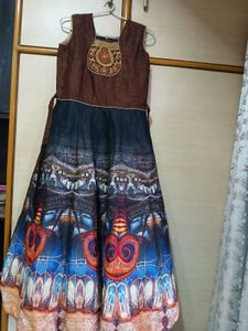 Brown &amp; Blue Printed Dress
