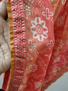 Peach &amp; Orange Kurta With Matching Pants