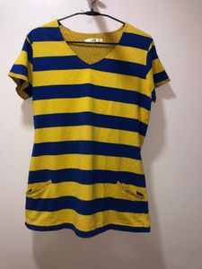Striped T-Shirt With Double Pockets