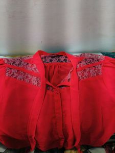 Red casual Top Shirt