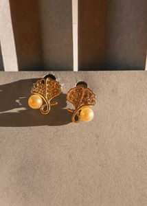 Pearl Ginkgo Earrings