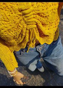 Yellow Knit Cropped Top