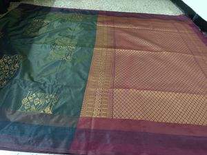 Elegant steel grey and maroon saree
