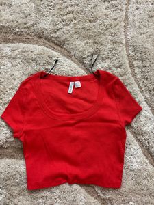 H&amp;M Red Rib Top
