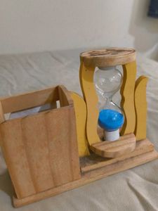 Cute Wooden Hourglass Stationery Holder&amp; Girl Deco
