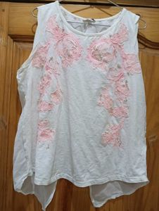 White Colour Top With Embroidery