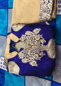 Royal Blue &amp; Gold Embroidered Dress