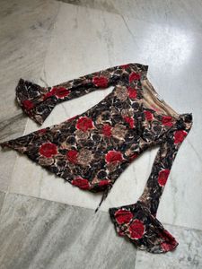 Floral Print Top with Bell Sleeves