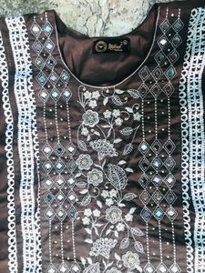 Brown Embellished Fringe Caftan