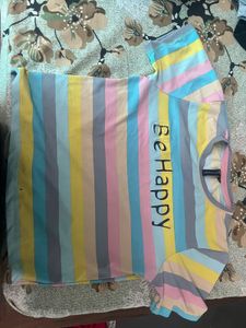 Striped 'Be Happy' Tee