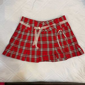 Red Plaid Mini Skirt