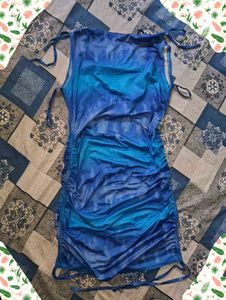 Blue Tie-Dye Bodycon Mini Dress
