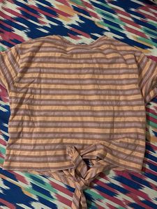 Striped Tie-Front Top