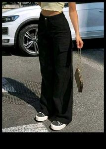 Wide Leg Black Cargo Pants
