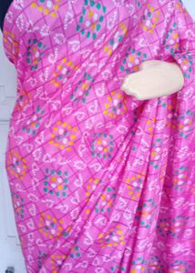 New Barbie Pink Saree With Tassels