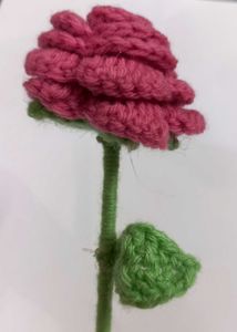 Beautiful Handmade Crochet Rose Flower Stick