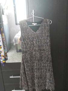 Brown Patterned Fit & Flare Dress