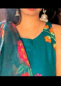 Sale !!Floral Green Kurta Set