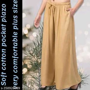Beige Palazzo Pants - Plus Size Comfort